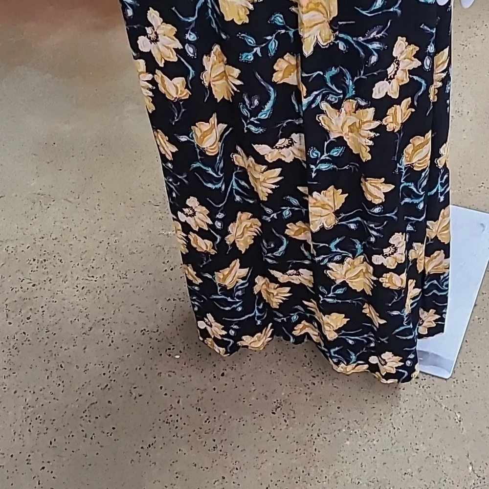 Xhilaration Cold Shoulder Yellow Black Floral V Neck Tassels Maxi Dress - Picture 5 of 12